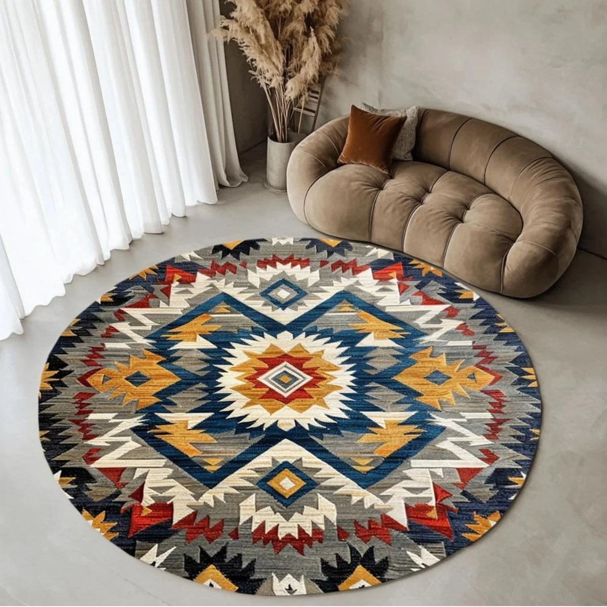 Bohemian Round Rug Stain Resistant Wear Resistant Cushion For Hanging Swing Chair Pad Balcony Bedroom Decor For Women Gift Vue 120x120cm A11