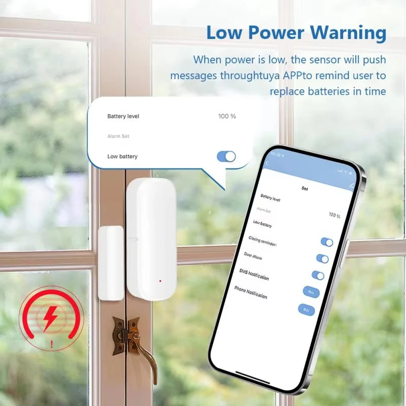 Zigbee3.0 Smart Door Window Sensor Magnetic Open Closed Detector Home Burglar Alarm Remote Monitor Voice Linkage Alexa Google Vue