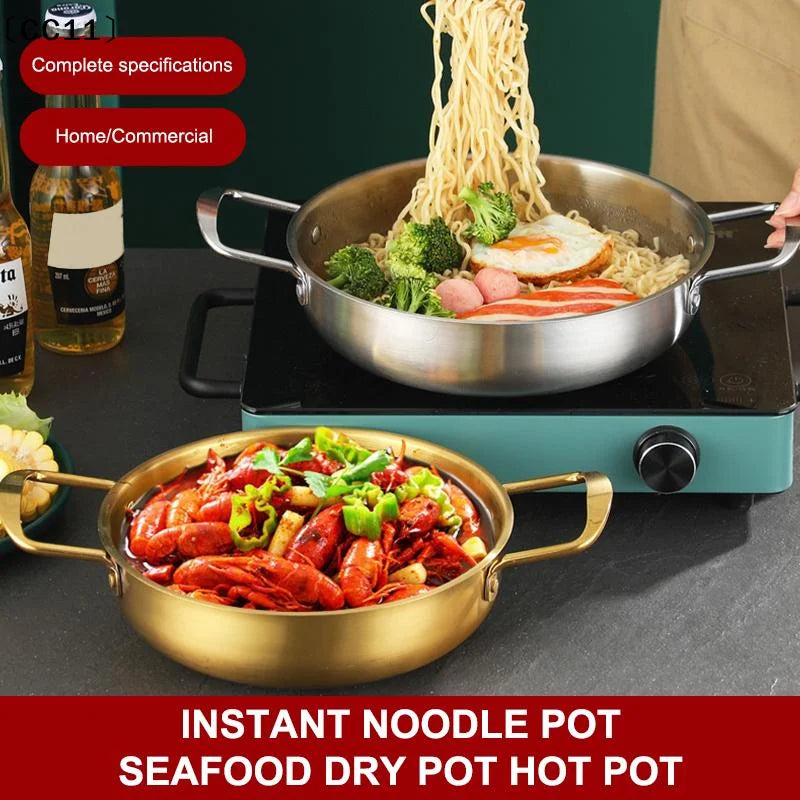 Food Grade Stainless Steel Pot With Dual Handles For Home Commercial Use Hot Pot Seafood Ramen Dry Pot〔CC11〕 Vue