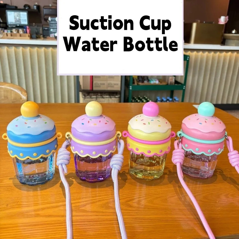 Drinkware with Lid and Straw Clear Tumbler Crossbody Hanging Rope Transparent Suction Cup Korean Ins 450ML Iced Coffee Cup Milk Vue