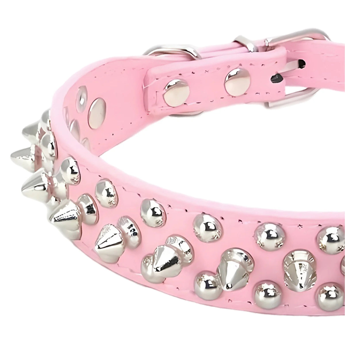 Spiked PU Leather Dog & Cat Collar | Rivet Punk Stud Style Spiked Pet Collar Vue
