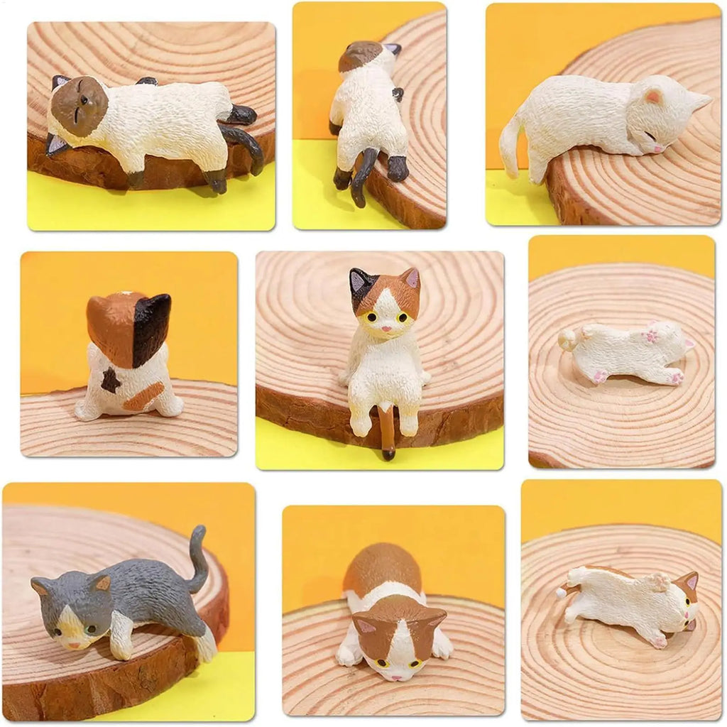 5pcs Realistic Resin Cat Figurines Toys Home Decor Kitten Figurines Desk Decor For Women Vehicle SUV Dashboard Computer Desk Vue