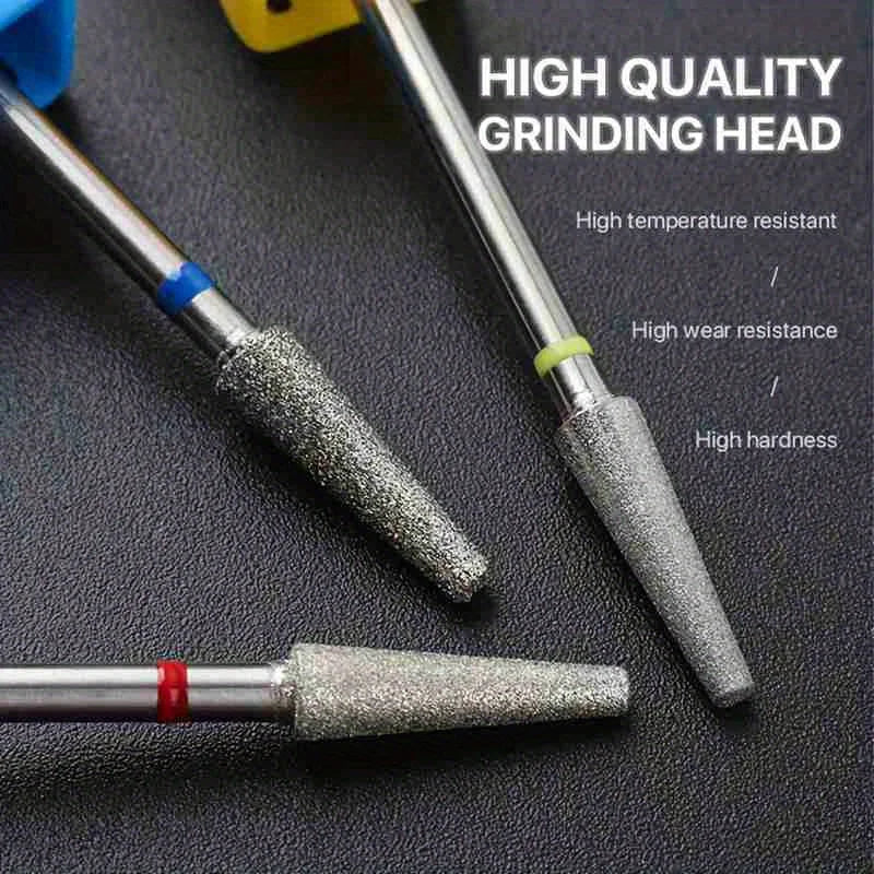 4PCS Tapered Diamond Nail Drill Bits Cuticle Clean Milling Cutter for Electric Manicure Drill Nails Accessories Vue