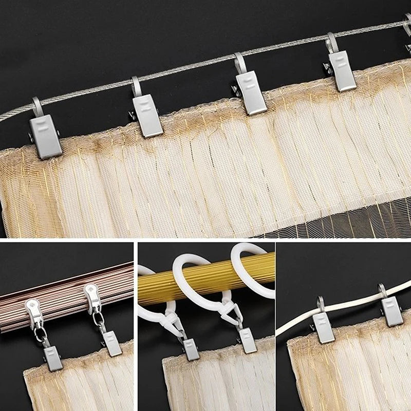 10/20pcs Stainless Steel Curtain Clips With Hook Home Room Photo Decoration Hook Clip Window Curtains Hanging Clamps Accessories Vue