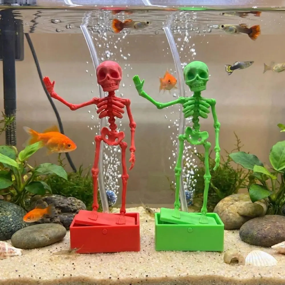 Realistic Dancing Skeleton Aquarium Bubbler with Suction Base Movable Wiggle Fish Tank Dance Skull Bubbler Fade Resistant Vue