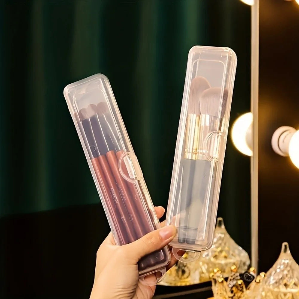 3 pcs Dustproof Lid Makeup Brush Organizer Reusable Portable Cosmetics Storage Box With Exhaust Vent Clear Storage Case Vue