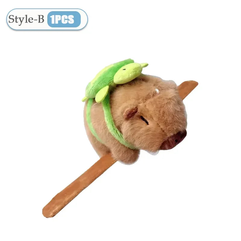 Lovely Capybara Animal Slap Snap Wrap Wristband Bracelet Plush Stuffed Animal Kawaii Kapibara Hand Ring Wristband Kid Funny Toys Vue Style-B-1PC