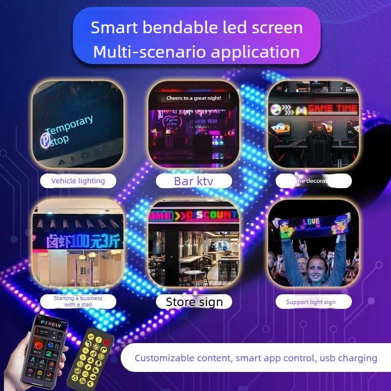 Smart Bluetooth APP LED Matrix Pixel Panel Programmable Flexible Scrolling LED Display Night Light for Car Store Hotel Bar Vue