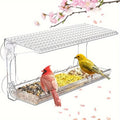 Parrot Acrylic Hanging Bird Feeder with Suction Cups Bird Food Feeding House Hanging Birdhouse Feeder for Outside Garden Yard Vue WHITE