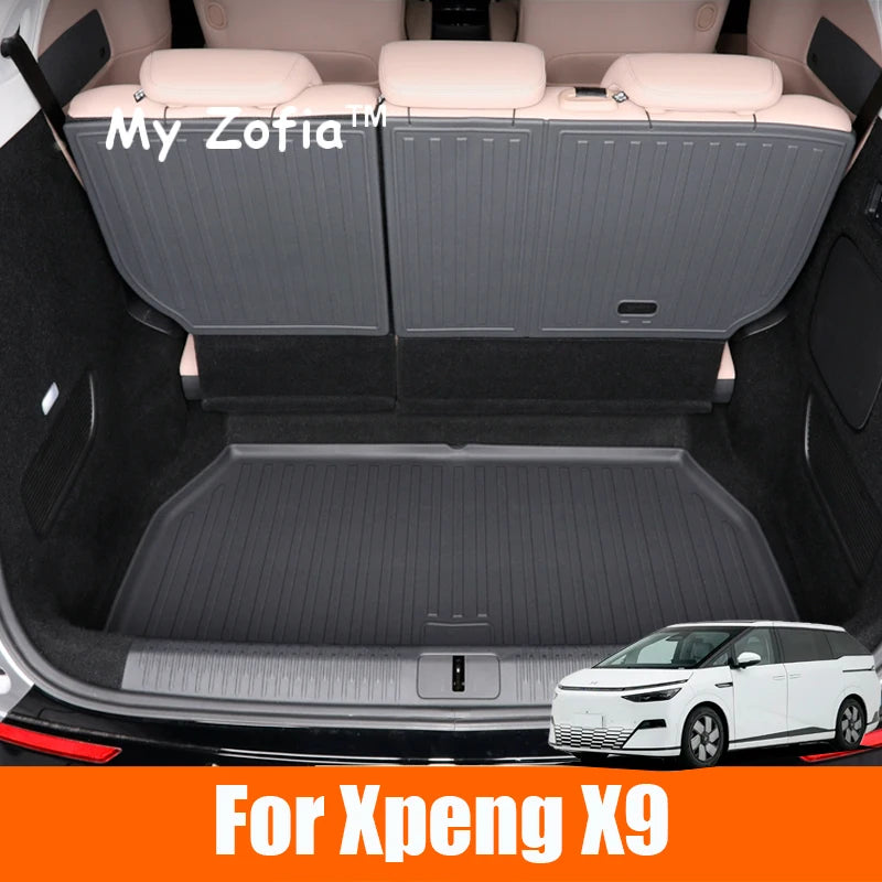 For Xpeng X9 2024 2025 TPE Trunk Mats All Weather Cargo Liner Mat seat Floor Mats Waterproof Anti-Slip Liner Pads Accessories Vue