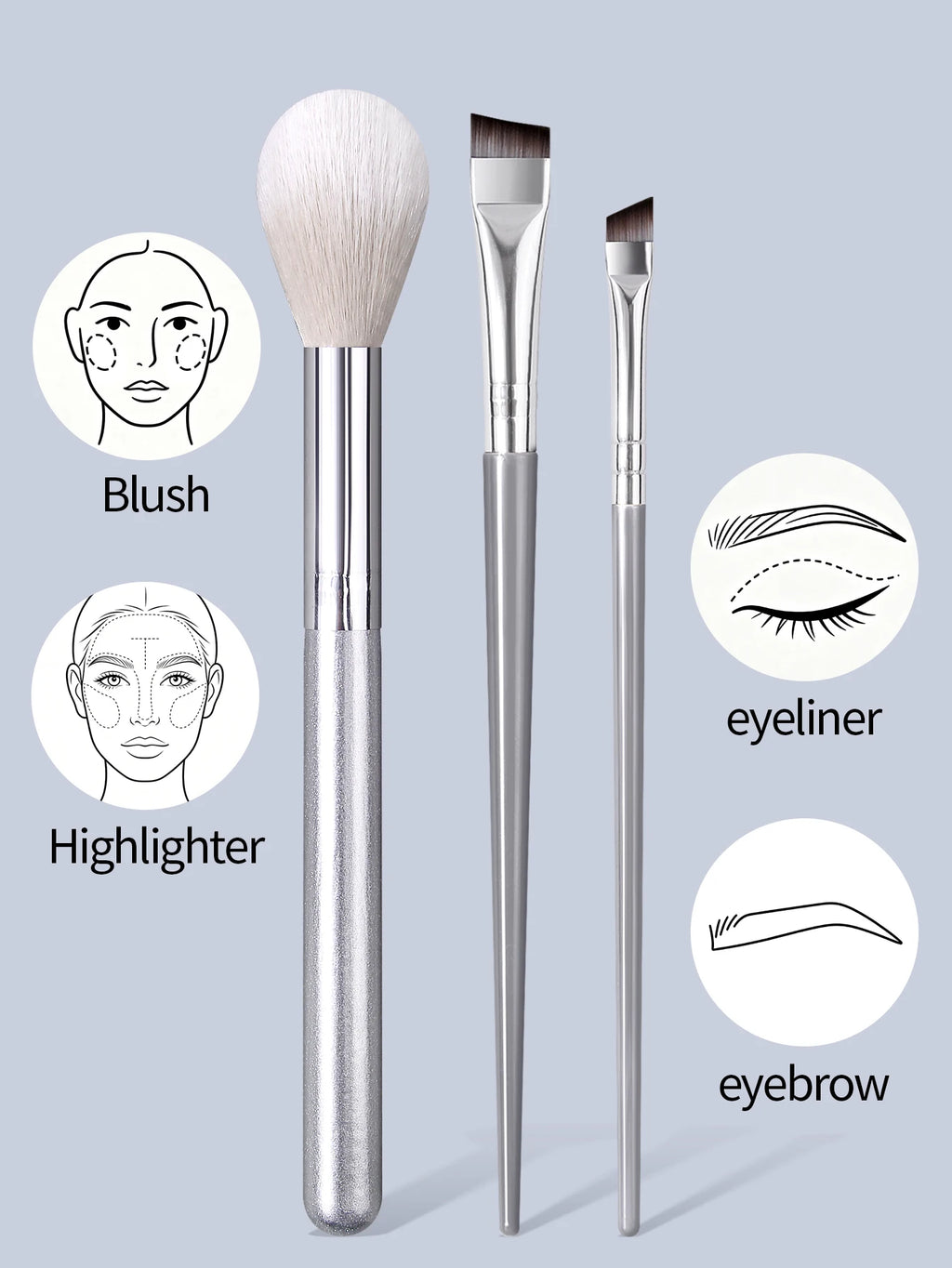 4Pcs Professional Makeup Brush Tools Set, Blush yebrow Cosmetic Brushes Kit with Triangle Powder Puff for Face Eye Makeup Vue