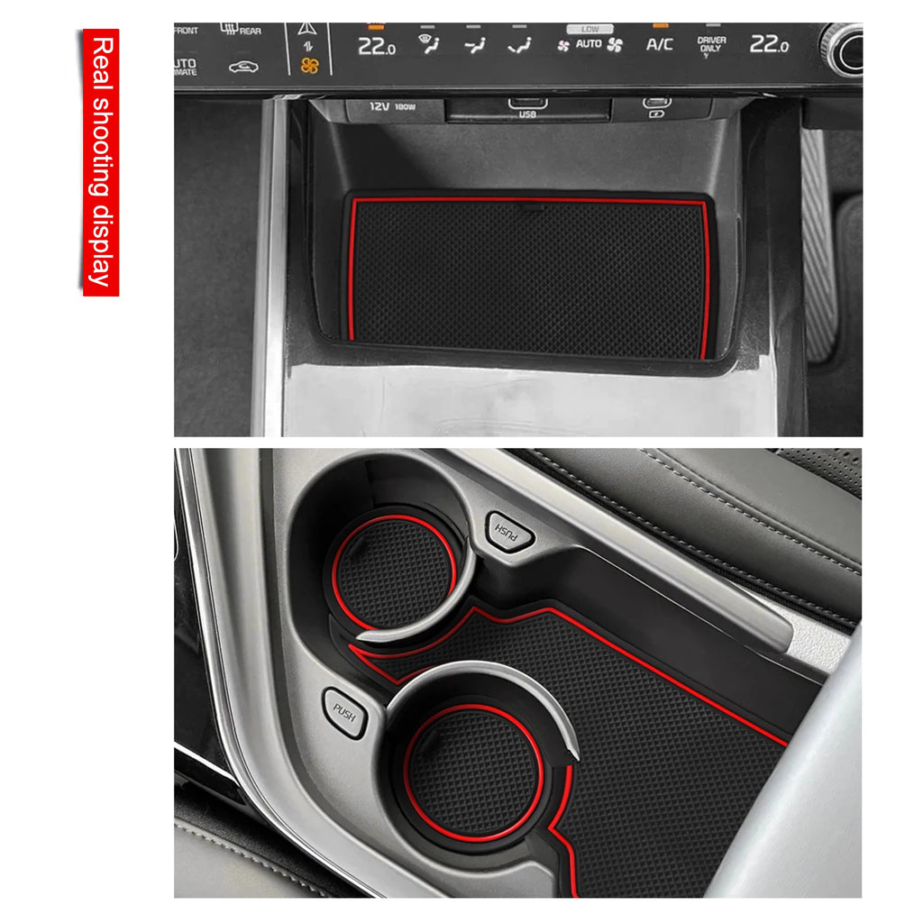 Smabee for Kia Niro EV 2023-2026 Anti-Slip Gate Slot Mat PVC Center Console Liners Door Groove Pad Non-slip Mats Accessories Vue