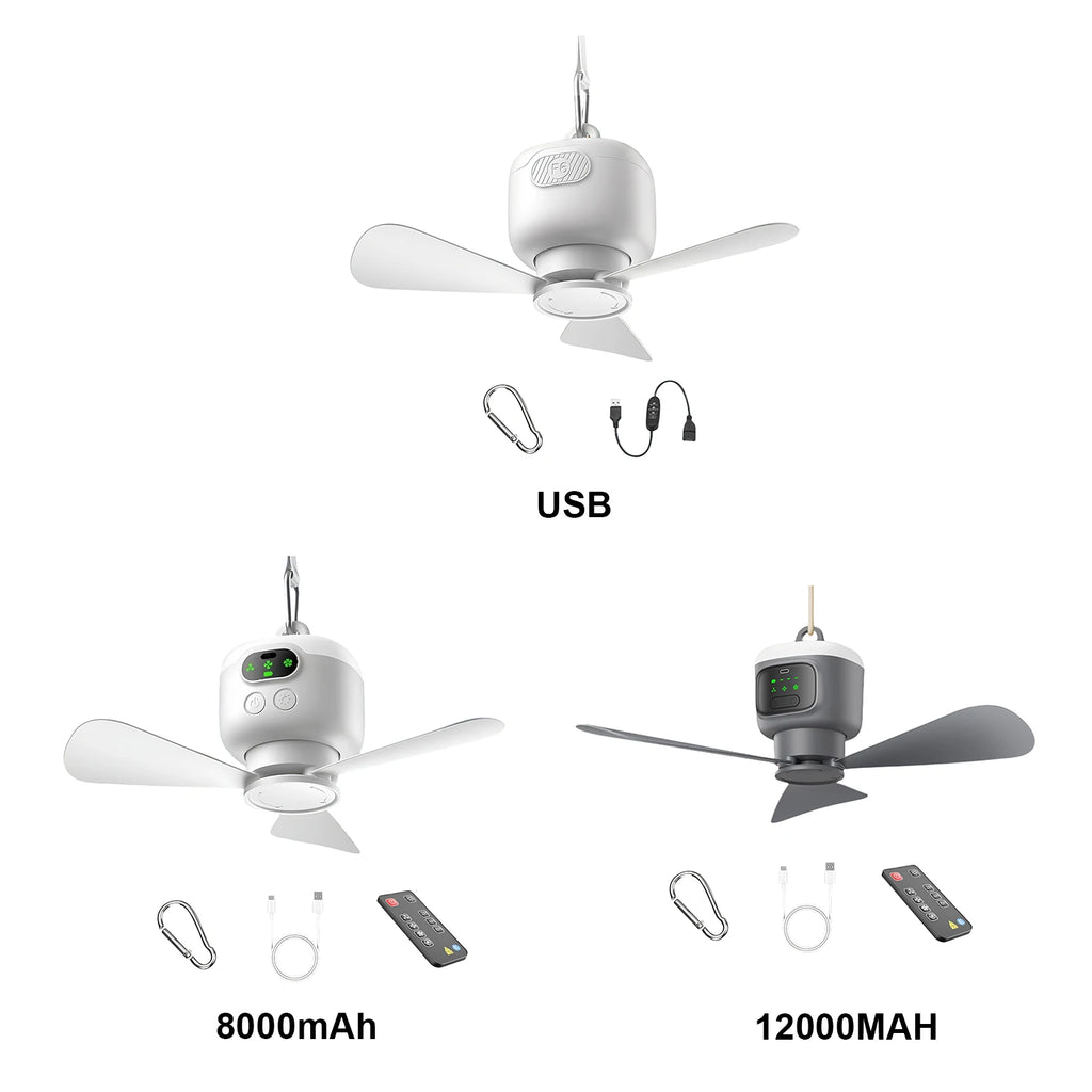 Quiet Hanging Fans 3 Speeds Hanging Tent Fans Wireless Mini Ceiling Fans for Tents Canopies Beach RV Car Camper & Outdoors Vue