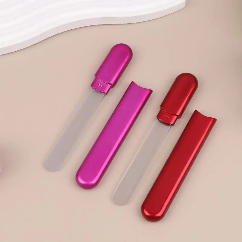 Glass Nail File With Case, Crystal Diamond Salon Best Beauty Nail Buffer For Natural And Acrylic Nail Vue