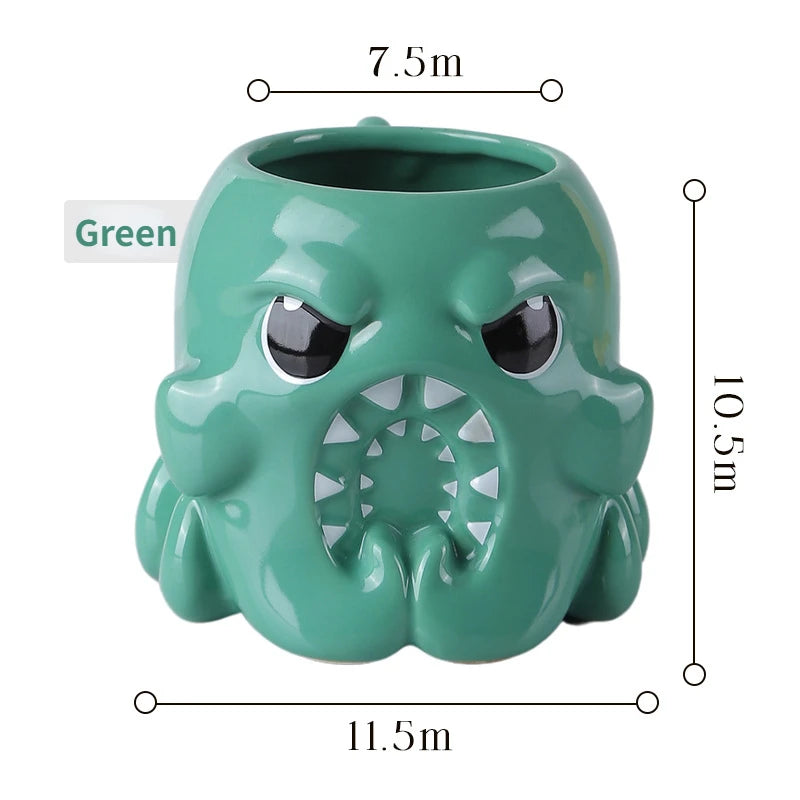 Cute Octopus Coffee Ceramic Mug Ocean Theme Creative Coffee Milk Tea Water Cup Office Home Water Cup Children Women Gift Vue green 625ML