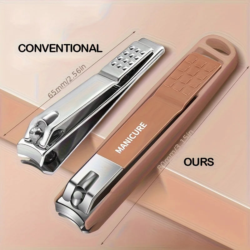 1pc Anti-Splash Nail Clipper for Thick Toenails & Fingernails - Curved Blade, Wide Mouth Design, Splash-Proof Ergonomic Handle - Vue