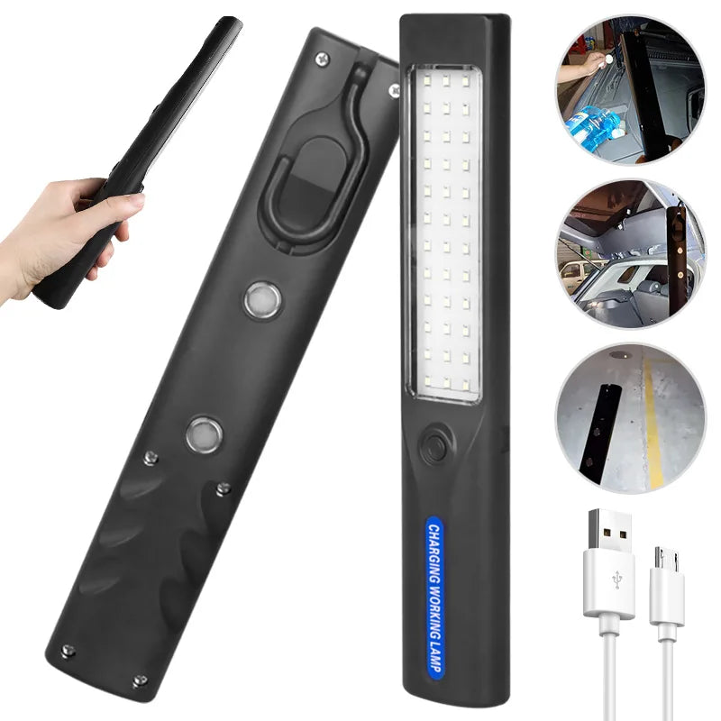 LED Flashlight Work Light USB Rechargeable Magnetic Emergency Work Lamp Hanging Car Inspection Repair Handheld Camping Lantern Vue