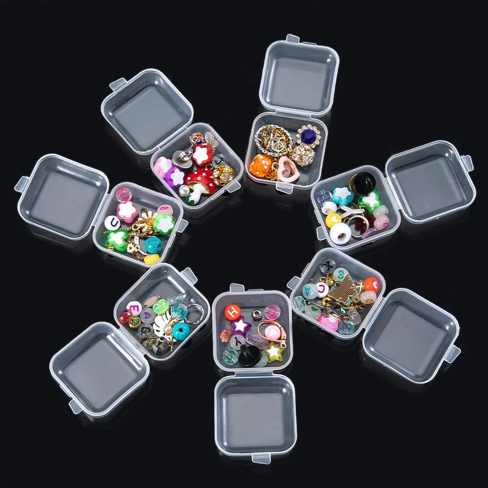 5/20PCS Mini Plastic Storage Box Transparent Jewelry Storage Box Container Portable Earring Ring Earplugs Packaging Storage Case Vue