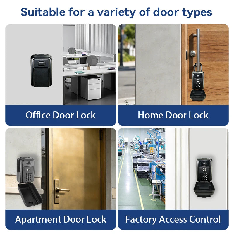 XSDTS Waterproof Key Safe Box Smart Fingerprint Storage Secret Key Safety Box Tuya App Bluetooth Hub Unlock Padlock Vue