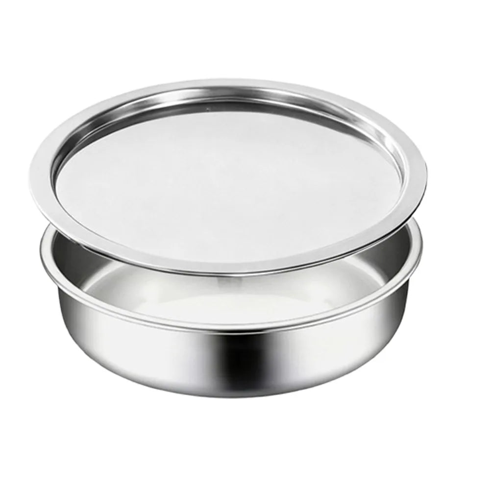 Large Capacity Steamed Egg Bowl Fall-resistant Rust-proof Soup Bowl with Lids Nonstick Food Container Home Kitchen Vue Silver