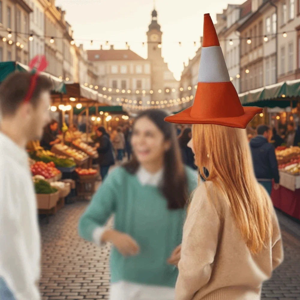 Funny Foldable Traffic Cone Hat All Age Masquerade Stage Hat Role Play Dress Up Party Headgear Show Party Vue