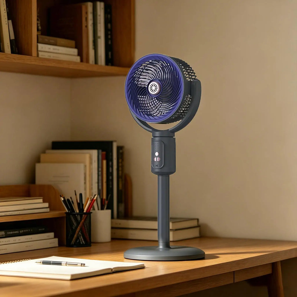 5-Speed Rechargeable Tower Fan Type-C Oscillating Standing Fan with Timer, Adjustable Height Portable Air Blower for Home Office Vue