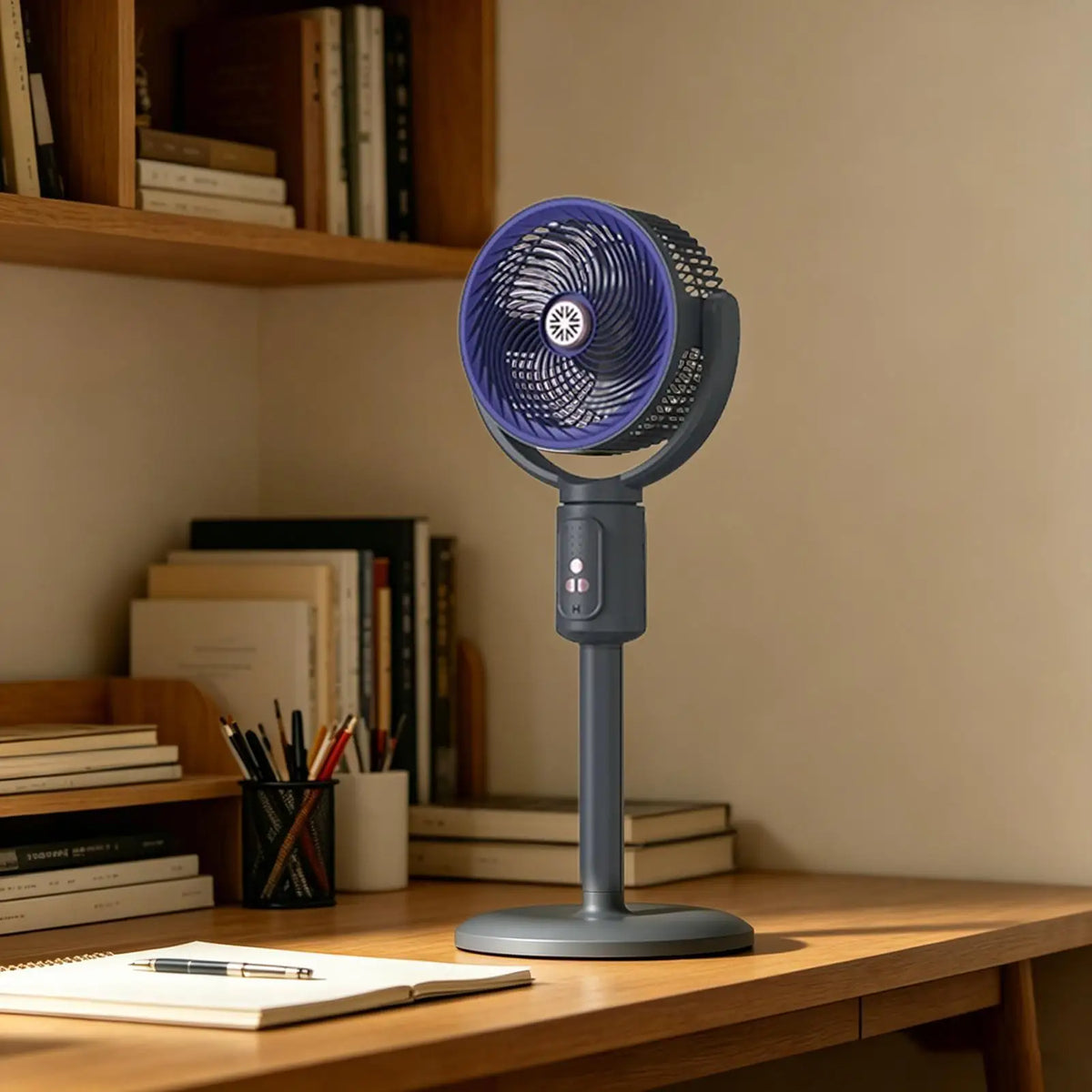 5-Speed Rechargeable Tower Fan Type-C Oscillating Standing Fan with Timer, Adjustable Height Portable Air Blower for Home Office Vue