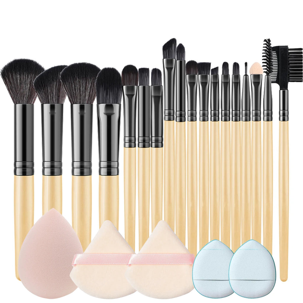 Makeup Brushes Set Professional Premium Synthetic Kabuki Foundation Concealers Powder Blush Blending Face Eye Shadows Brush Kits Vue 18Wood-5ep