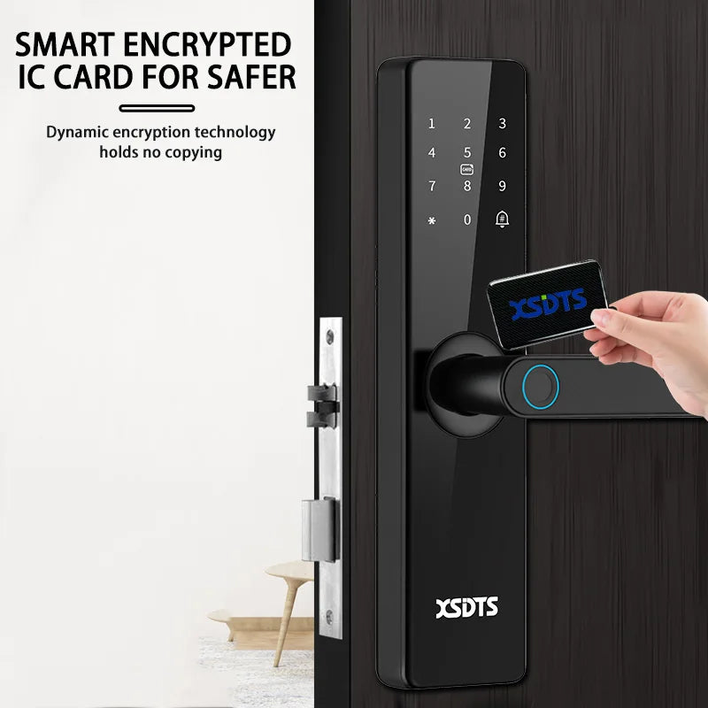 TTLock App Bluetooth Work With Google Home Aleax Security Digital Fingerprint Password Electronic Smart Lock For Home Vue