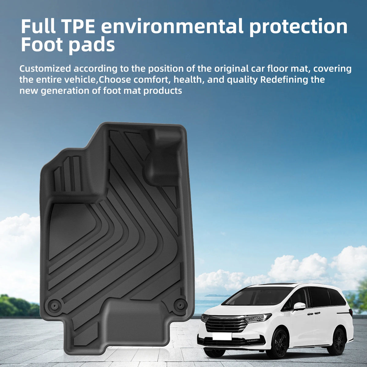 for Honda Odyssey (7Seats only) 2018-2025 2026 Mini Passenger Van TPE 3D Car Floor Mats Cargo Liner Trunk Pad Left Rudder Black Vue