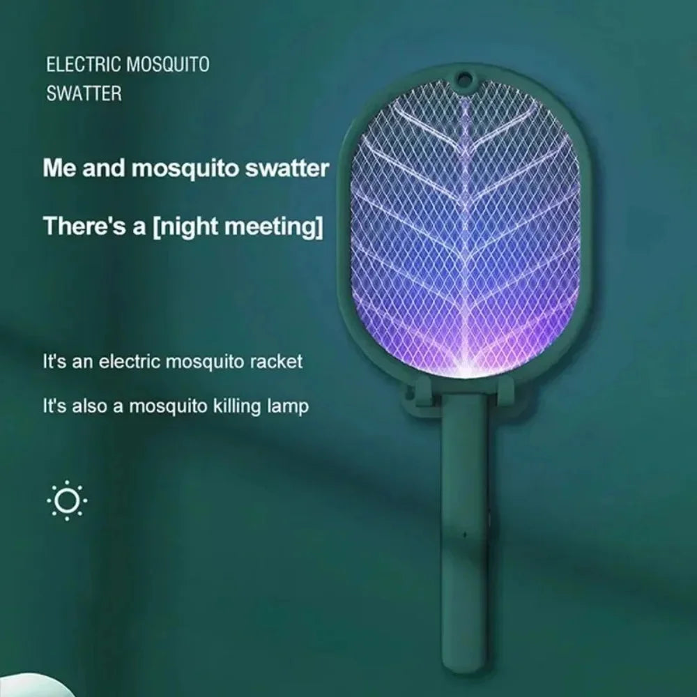 2-in-1 Electric Mosquito Killer Household Mosquito Racket With Purple Killer Lamp USB Charging Rechargeable Bug Fly Swatter Vue