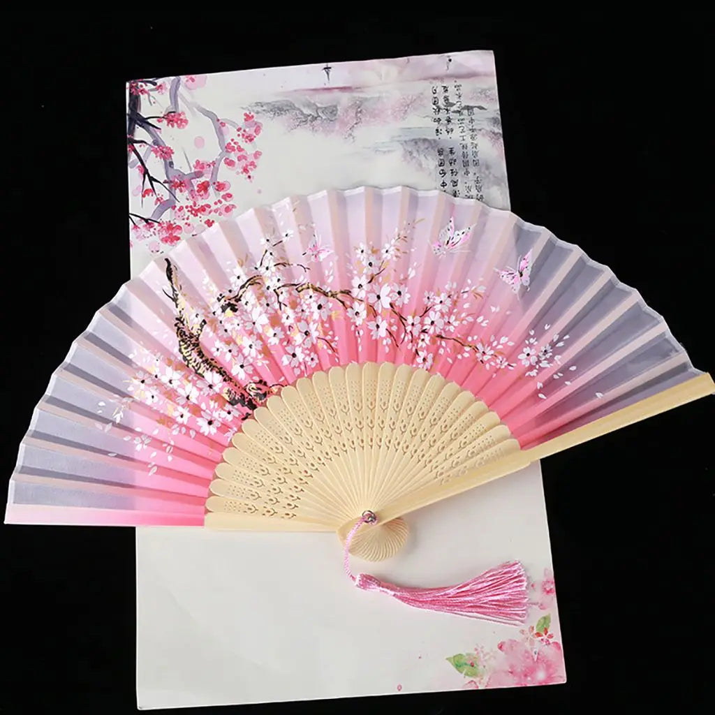 Vintage Style Silk Folding Fan Chinese Japanese Pattern Art Craft Gift Home Decoration Ornaments Dance Hand Fan Abanico 부채 веер Vue