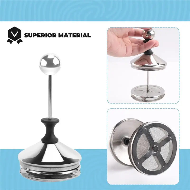 ABKW-Manual Milk French Press Coffee Maker Stainless Steel Hand Pump Milk Foamer Handheld Milk Jug Vue