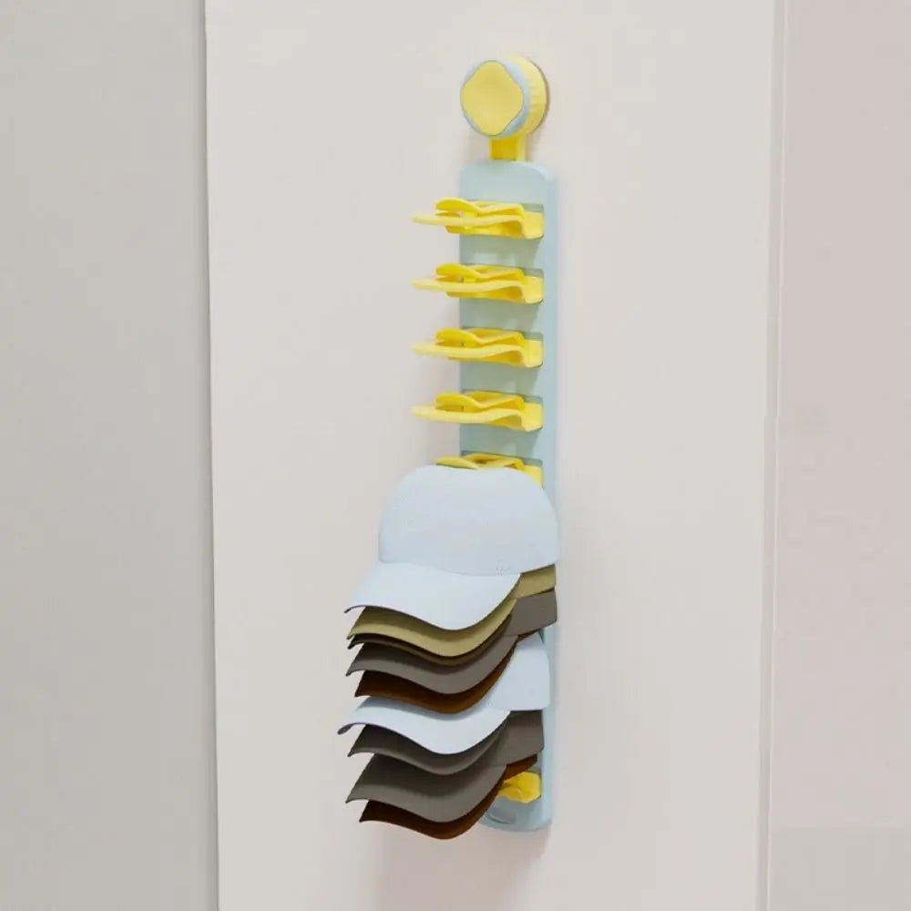 Built-In Spring Clips Suction Cup Hat Display Rack No-Drill Large Capacity Hat Storage Clips Space Saving Vue