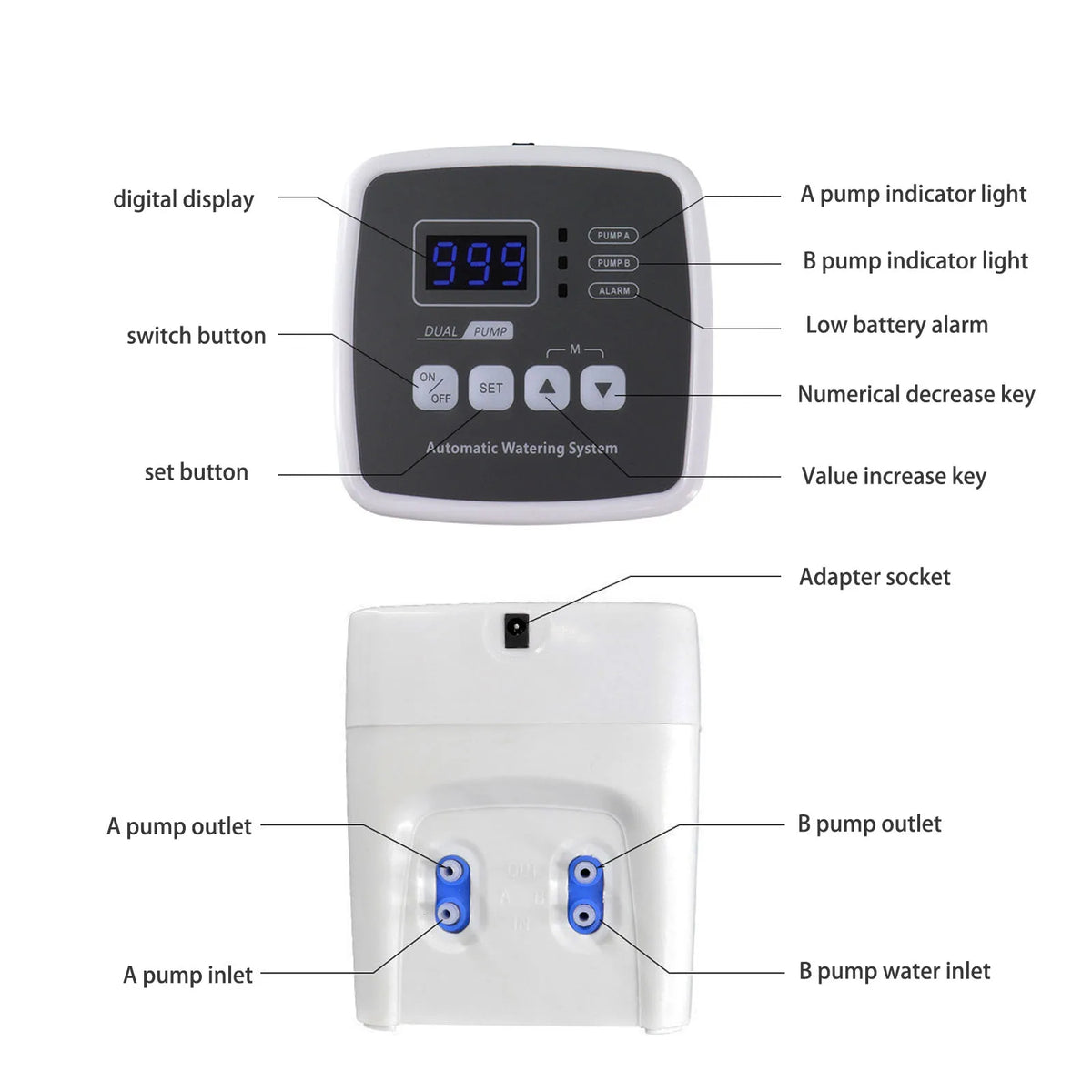 Automatic Watering Controller Smart Irrigation Timer Double Pump Automatic Watering Controller Garden Water Timer Vue