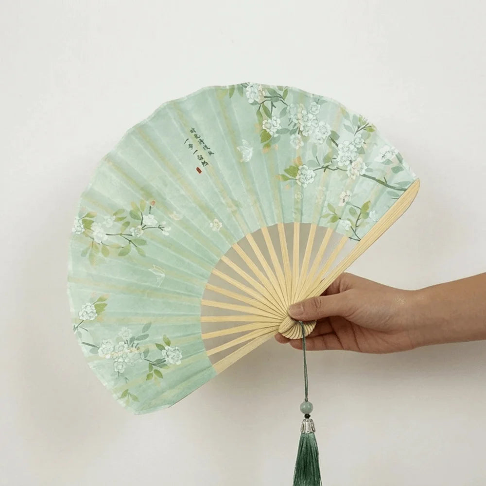 Creative Vintage Folding Fan New Chinese Style Portable Shell Shape Fan with Tassel Decorative Handheld Fan Party Vue Style 3