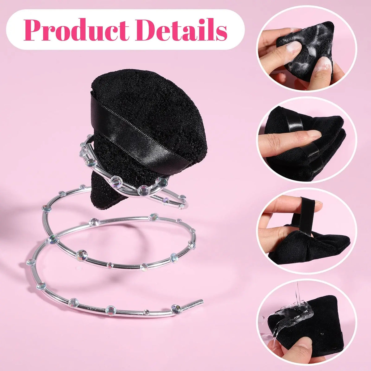 50PcsTriangle Powder Puff,Soft Velour Face Makeup Sponge Powder Puffs,Loose Powder Cosmetic Foundation Mineral Powder Wet Dry-Bl Vue