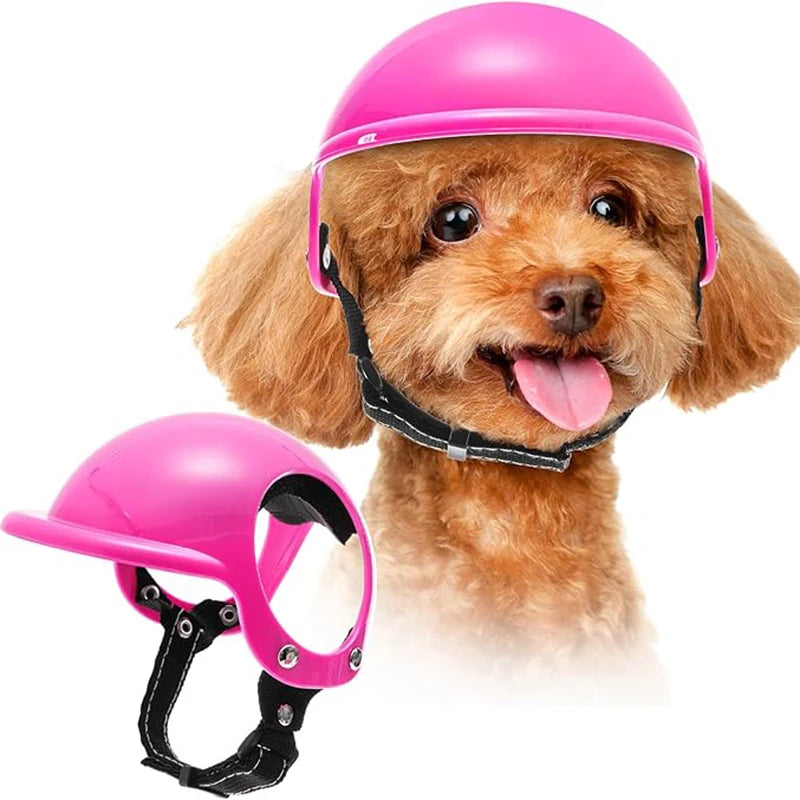 Pink Dog Helmet for Small Medium Dog Pet Motorcycle Helmet with Ear Holes Doggy Safety Hat with Adjustable Belt Outdoor Walking Vue