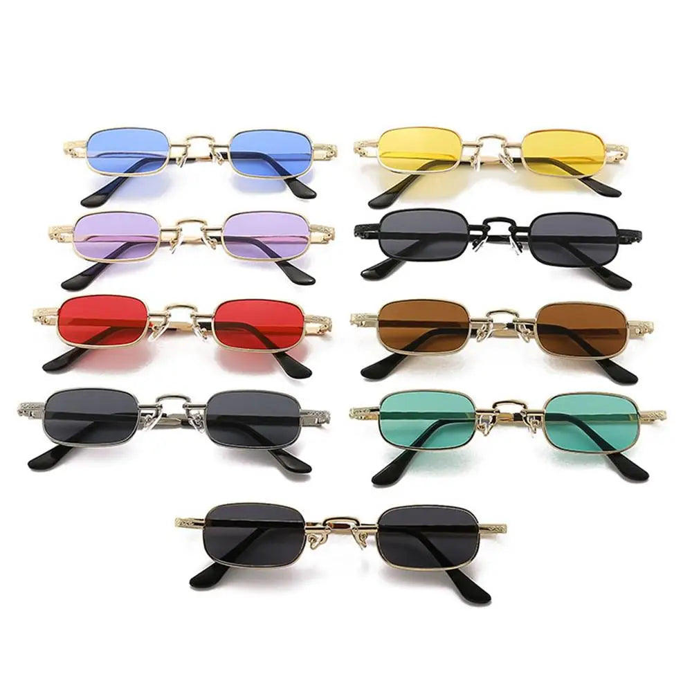 Small Rectangle Sunglasses Women Men Retro Metal Frame Punk Sun