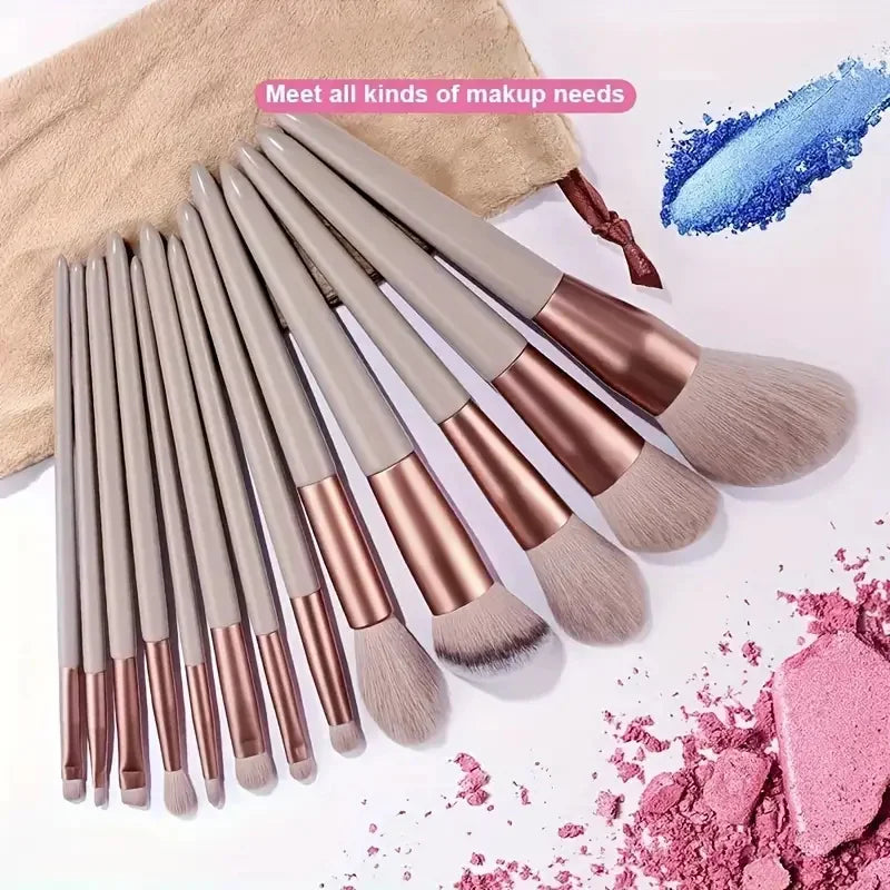 13Pcs Makeup Brushes Tool Set Cosmetic Powder Eye Shadow Foundation Blush Blending Beauty Make Up Brush For Makeup Starters Gift Vue