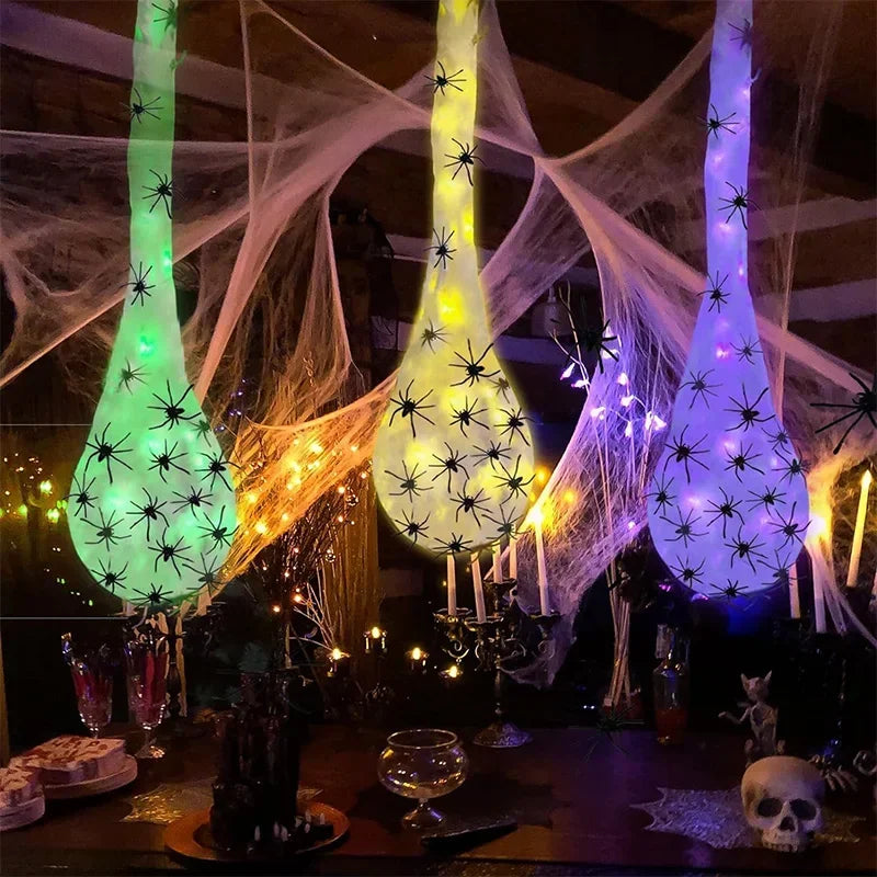 1-5PCS Illuminated Spider Nest Egg with Web Halloween Hanging Decoration for Exterior Wall Porch Yard Party Favor Prop Vue