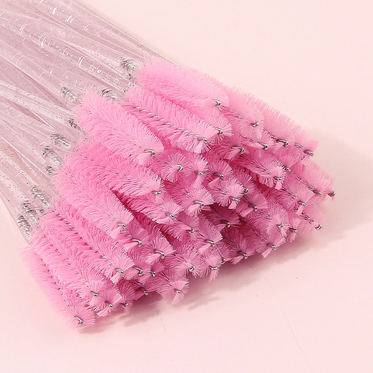 Hot Sale Precise Eyelash Brushes,51PCS Glitter Spiral Wands with Triangle Puff Multipurpose Cosmetic Tools for Eyelash & Facial Vue