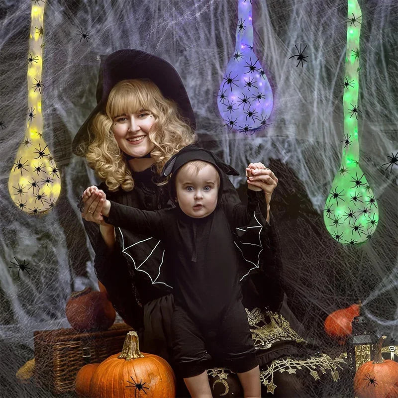 1-5PCS Illuminated Spider Nest Egg with Web Halloween Hanging Decoration for Exterior Wall Porch Yard Party Favor Prop Vue