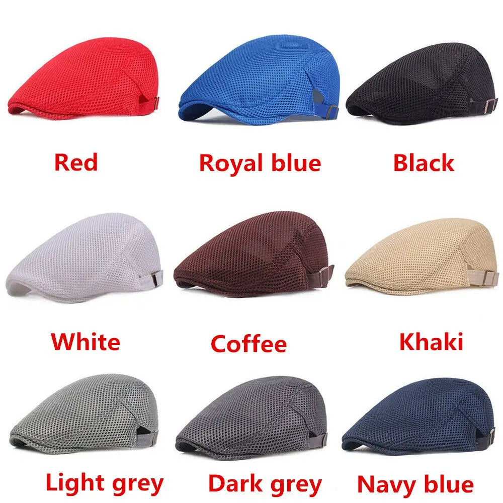 Summer Adjustable Mesh Breathable Peaked Cap Beret Hat Golf