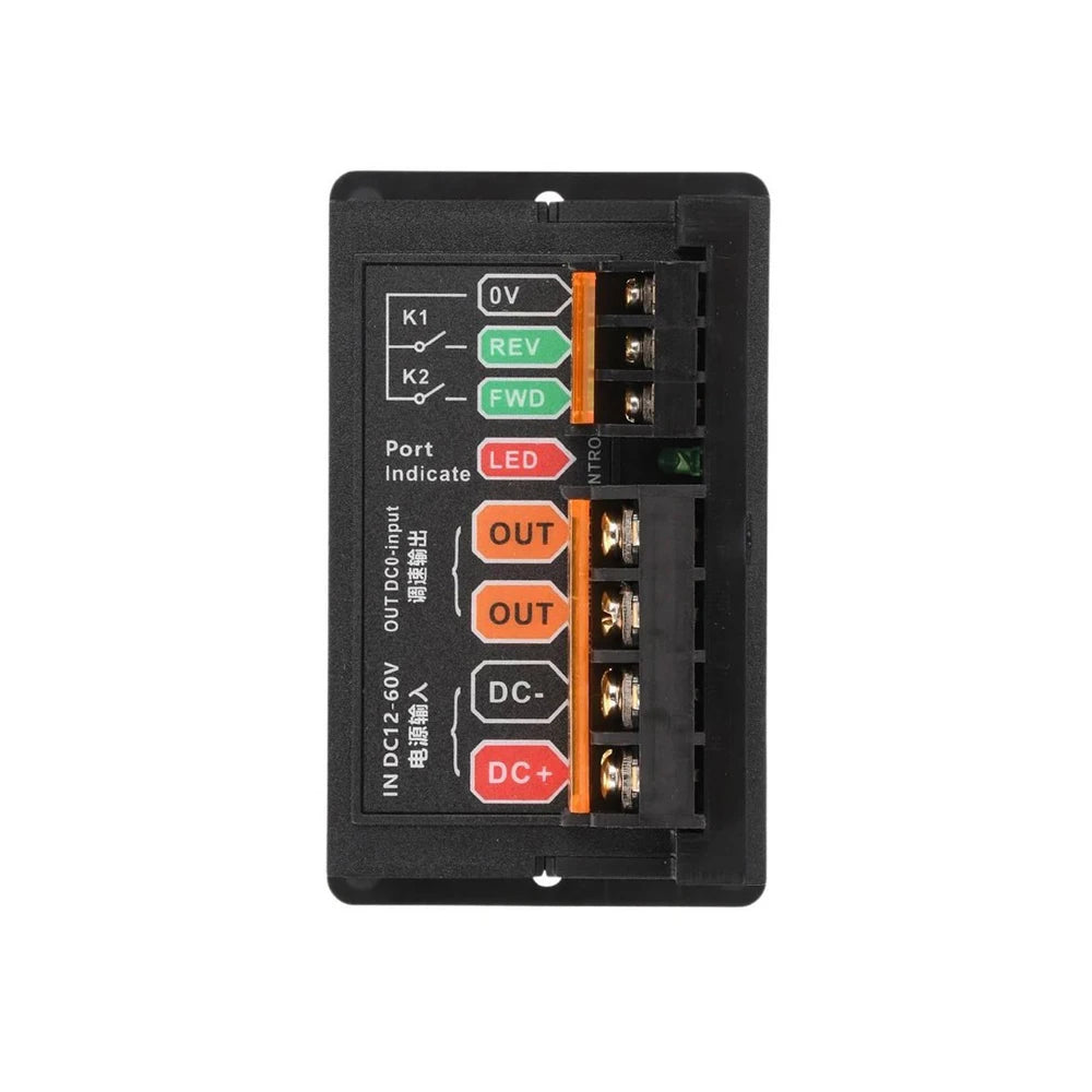DC12-60V 15A Digital Display PWM Motor Speed Controller 20kHz High Power DC Motor Governor Forward Reverse Electronic Regulator Vue