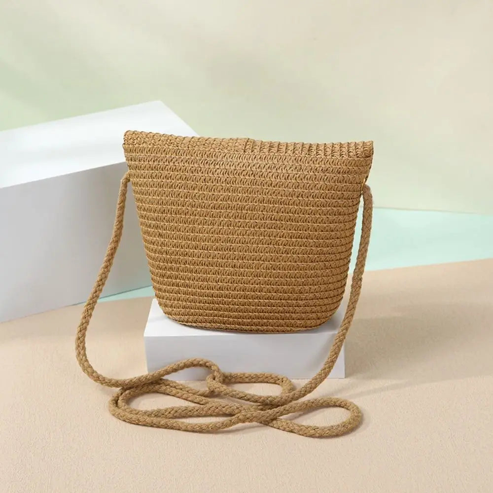 Coin Purse Shell Shape Straw Bag Handmade Mini Summer Beach Handbag