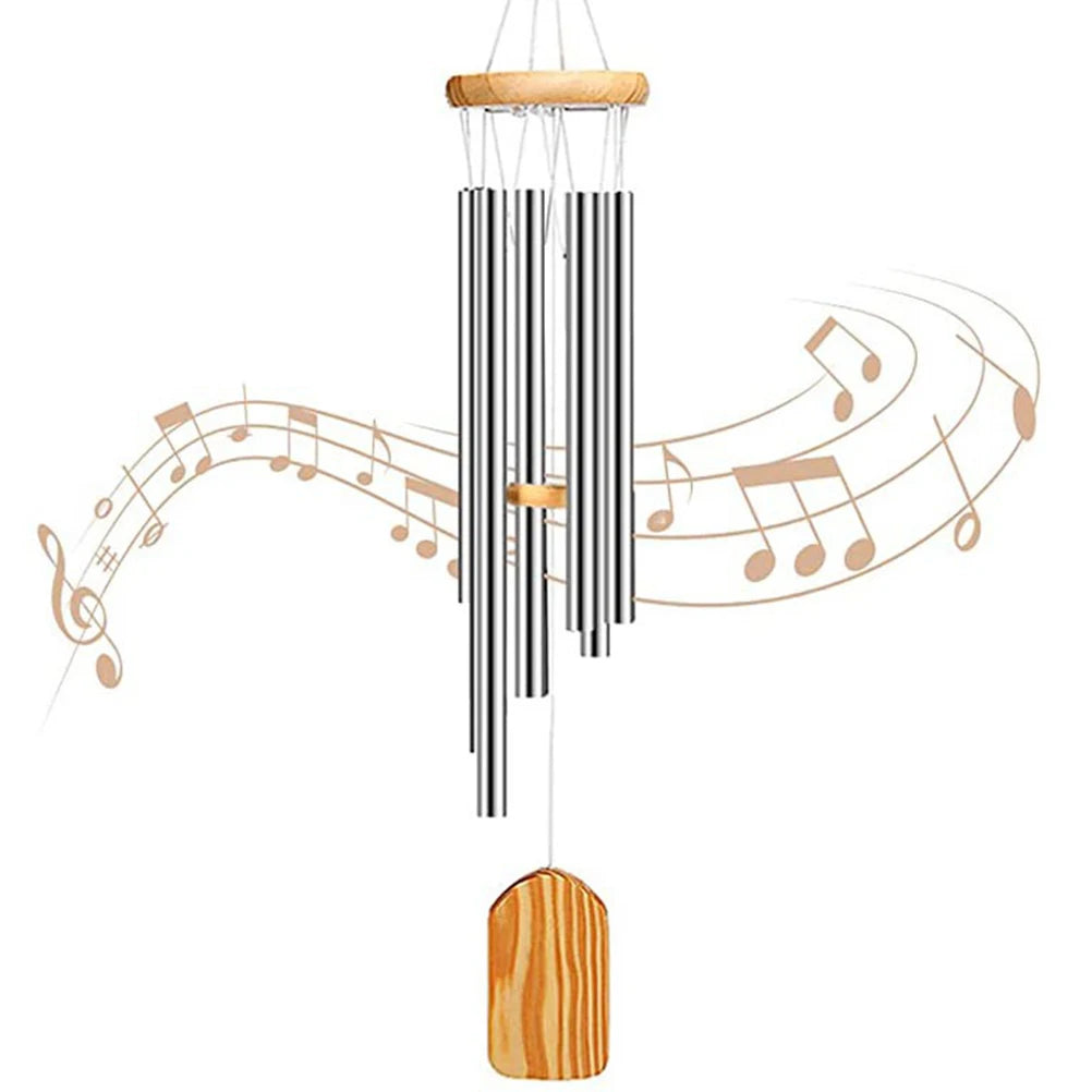 Outdoor Wind Chimes, Wooden Memorial Wind Chime Outdoor Wind Chime, Home Decoration Wind Chimes with 6 Aluminum Tubes & s hook Vue Default Title
