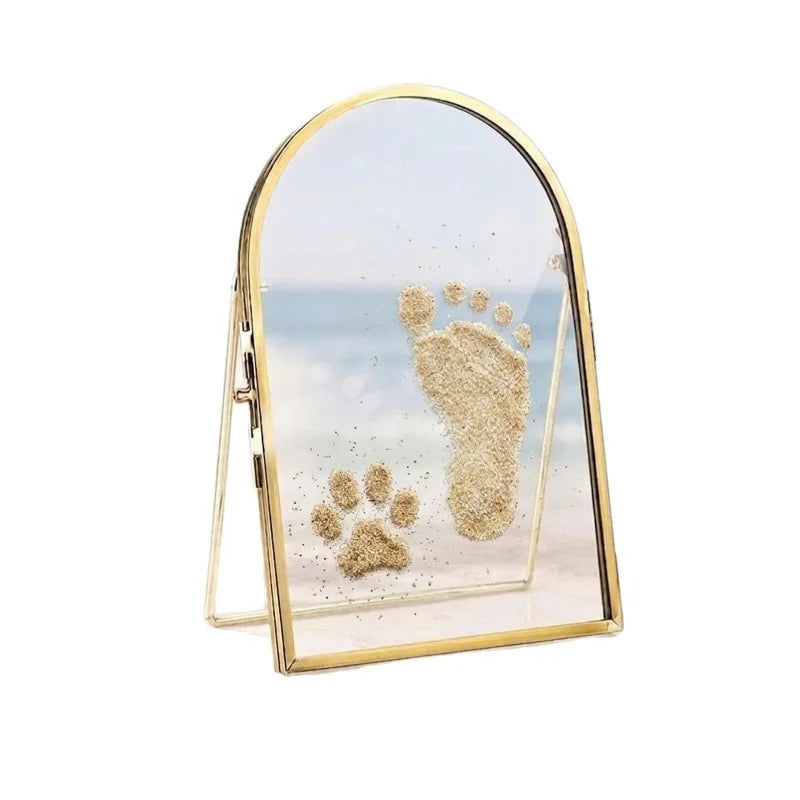 Arched Gold Glass Keepsake Frame – Baby & Pet Print Souvenir Keepsake Photo Frame Vue