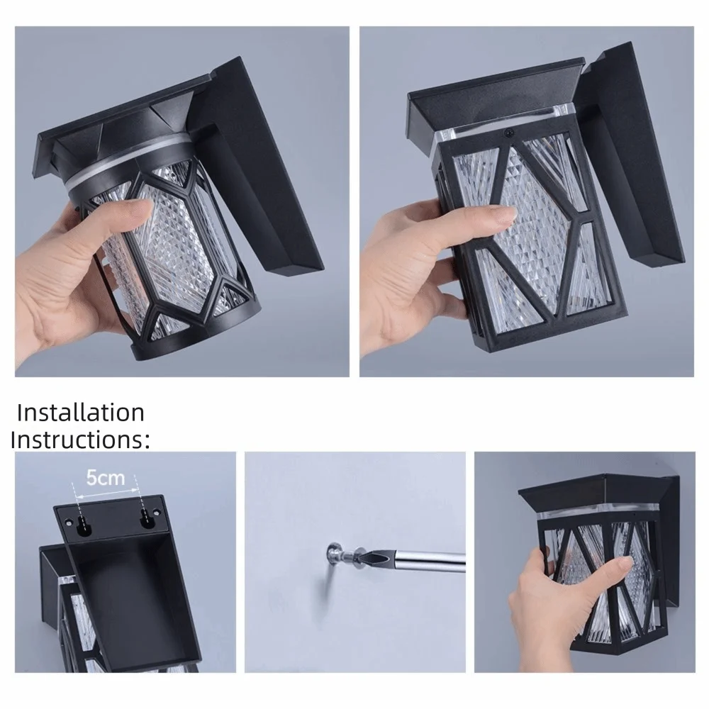 IP54 Rating Solar Wall Lights 3 Color Lights Waterproof Intelligent Wall Sconce Round/Square Remote Control LED Solar Lamp Porch Vue