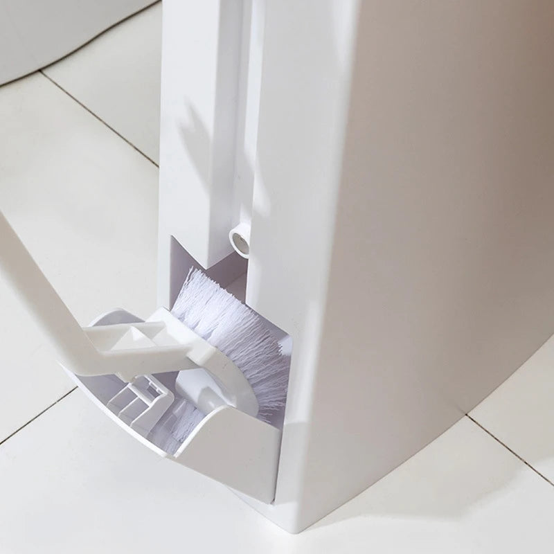 Bathroom Trash Can With Toilet Brush Slim Narrow Slot Push Lid Waste Bin Minimalist Home Organizer For Small Bathrooms And Flats Vue